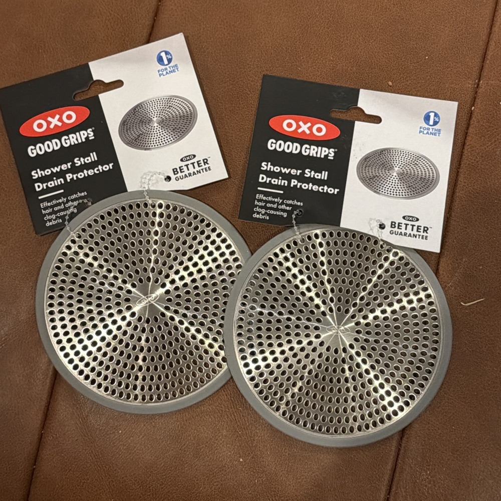 Lot of 2 OXO Good Grips Shower Stall Drain Protector, Stainless Model 1288100